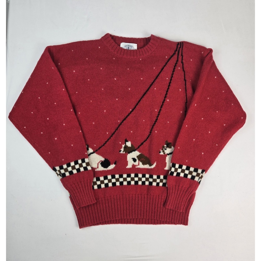 Vintage Millers Sweater Equestrian NWT sz large %100 wool dogs